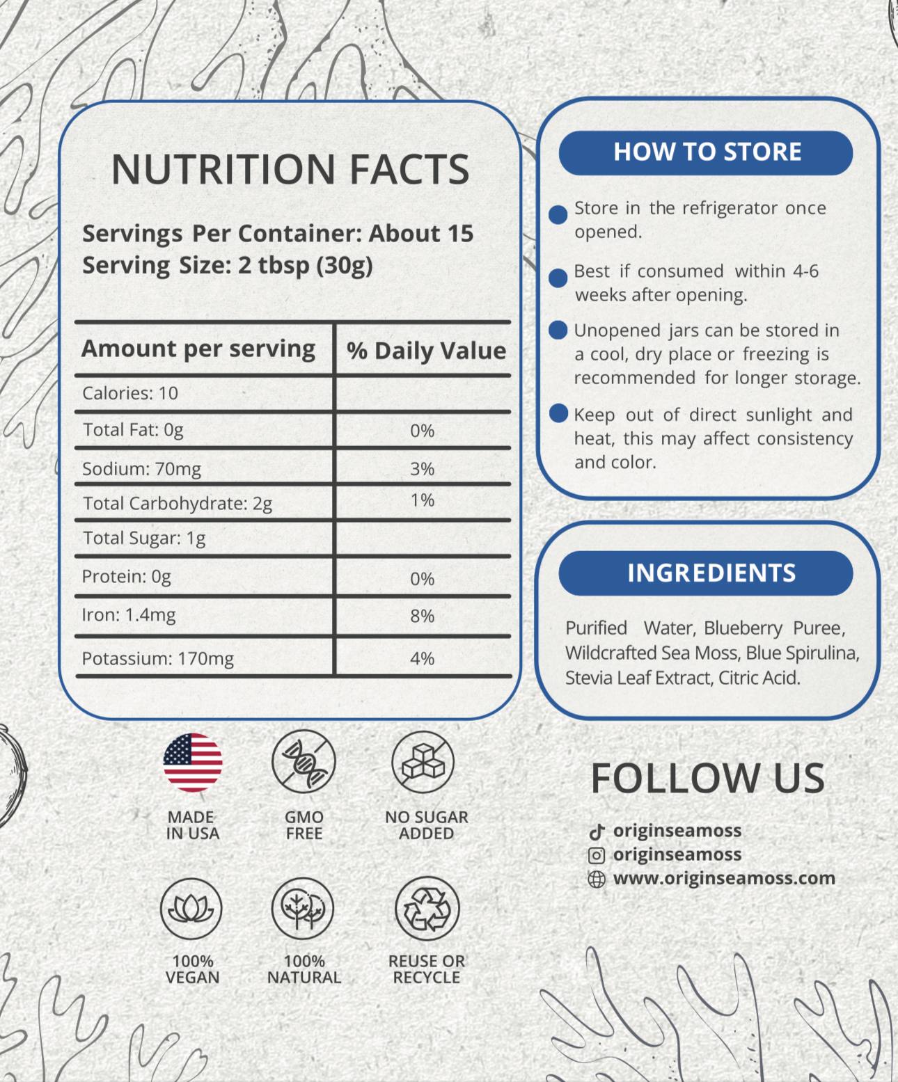 Blue Spirulina and Blueberry Sea Moss Gel
